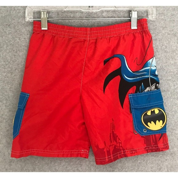 DC Comics Batman Swim Trunks Boys Youth size 5 Red‎ Licensed art Polyester - Picture 2 of 7